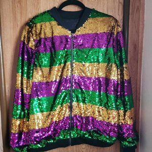 Sequin Mardi Gras zip jacket
